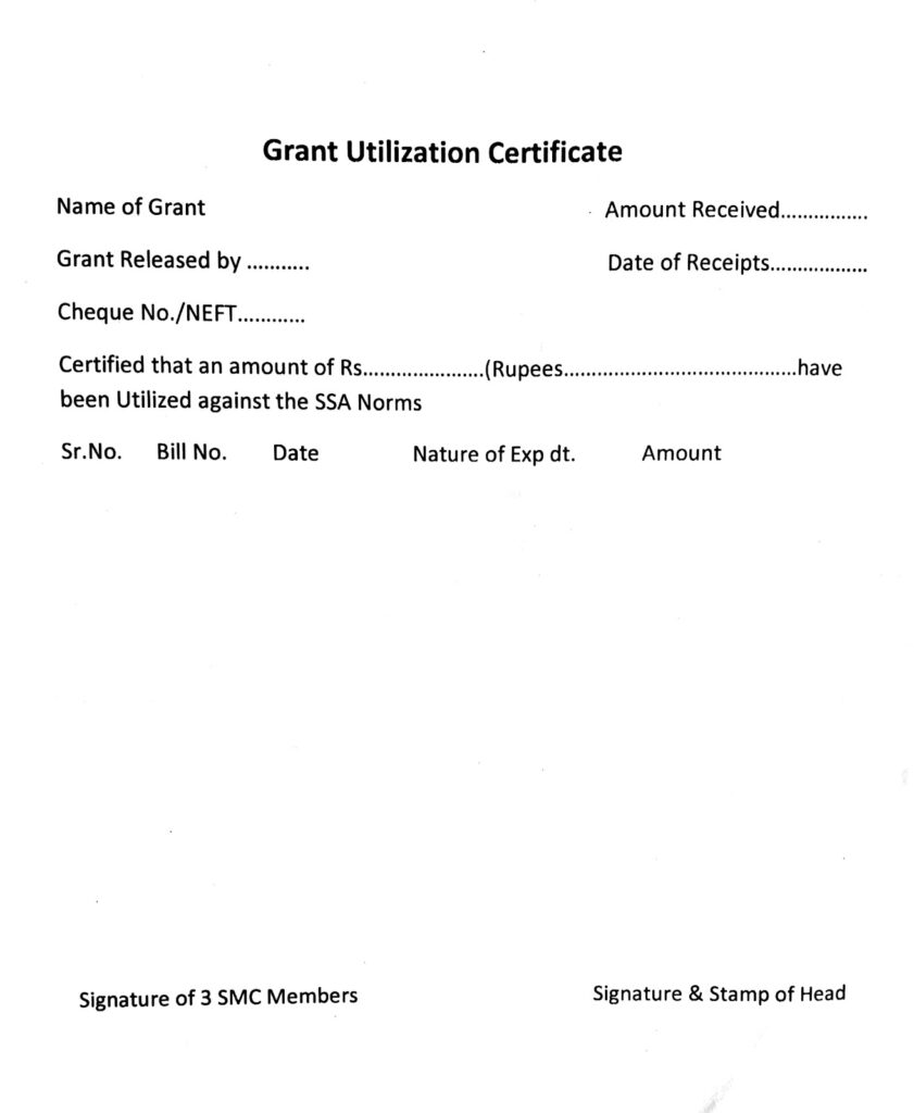utilization certificate for schools haryana