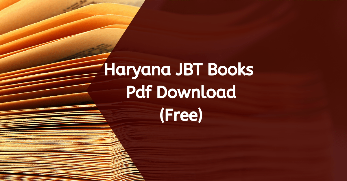 Haryana JBT Books Pdf