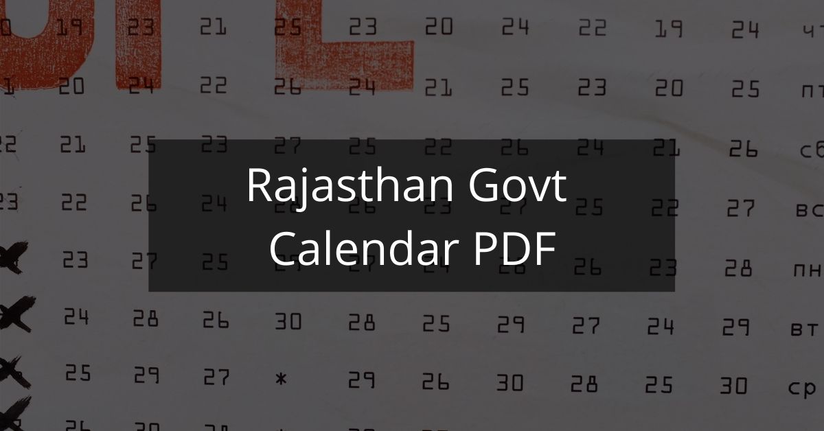 Rajasthan Govt Calendar PDF