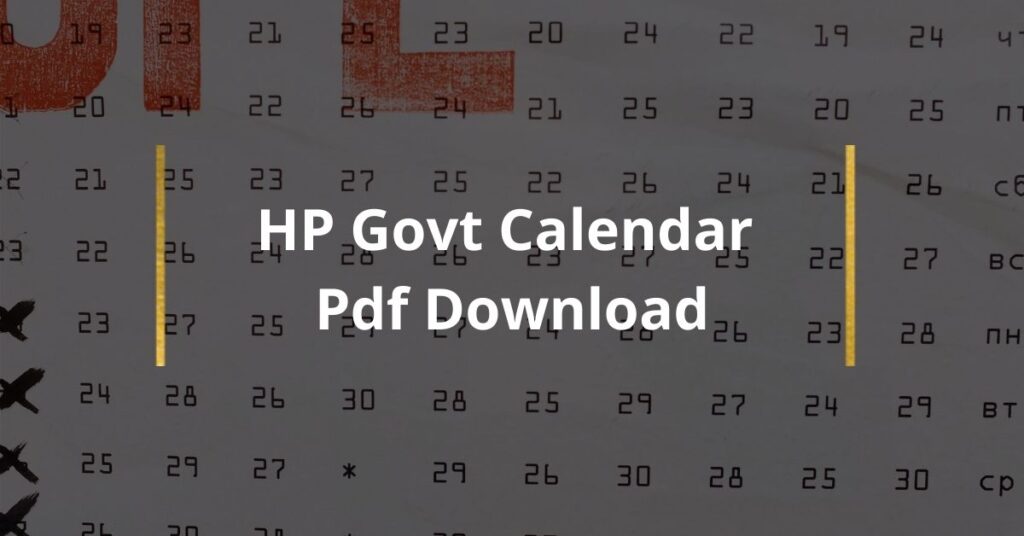 HP Govt Calendar Pdf Download 2024 Gazetted Holidays