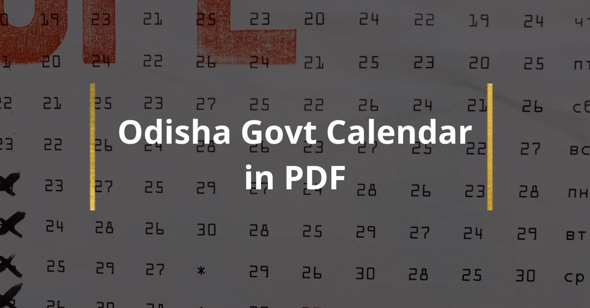 Odisha Govt Calendar 2025 With Holidays Pdf Free Download 