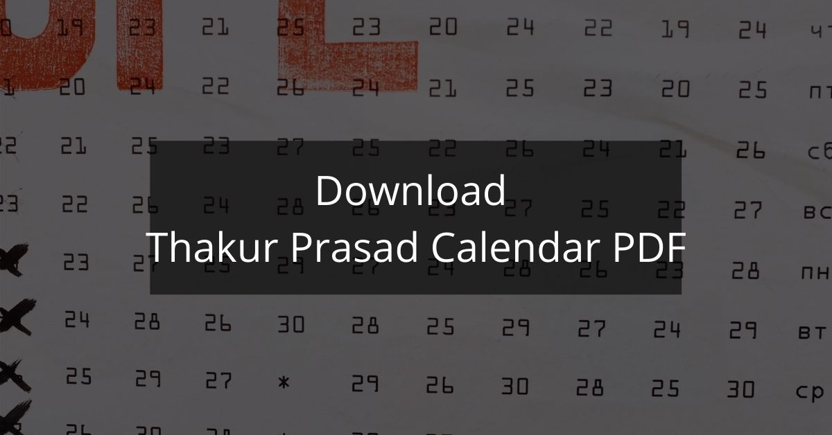 Thakur Prasad Calendar Pdf 2021 Download Free 2022