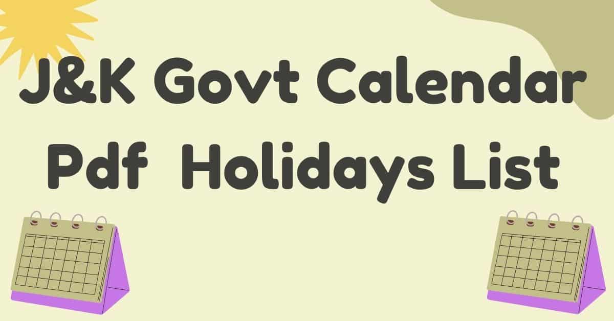 J&K Govt Calendar Pdf Download 2022