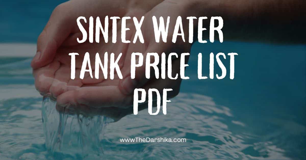 Sintex Water Tank Price List PDF