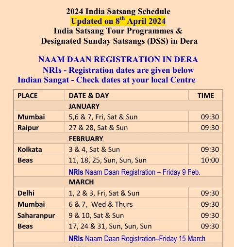 RSSB: Radha Soami Satsang Beas Schedule 2024 (PDF List) 1